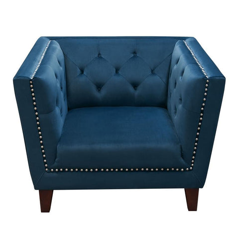 Diamond Sofa Grand Tufted Back Chair w/Nail Head Accent in Blue Velvet
