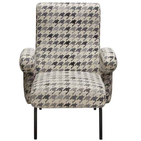 Diamond Sofa Harper Accent Chair in Hounds Tooth Pattern Fabric w/Black Powder Coated Leg