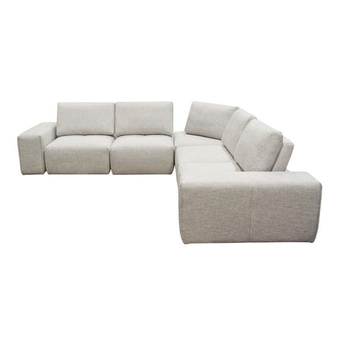 Diamond Sofa Jazz Modular 5-Seater Corner Sectional w/Adjustable Backrests in Light Brown Fabric