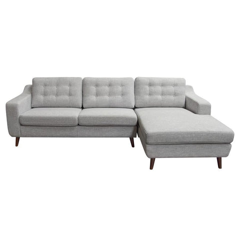 Diamond Sofa Jordana 2 Piece RF Sectional w/Tufted Back Cushions in Light Grey Fabric