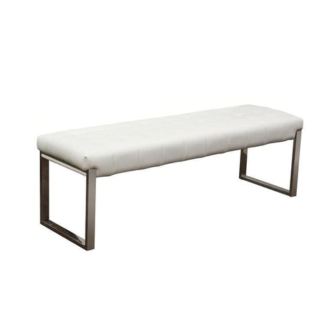 Diamond Sofa Knox Backless, Tufted Bench With Stainless Steel Frame In White