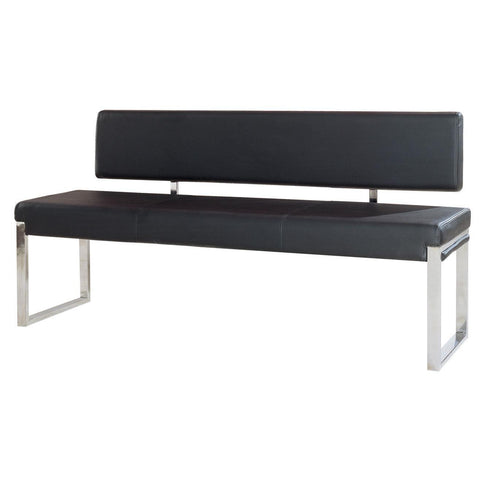 Diamond Sofa Knox Bench With Back & Stainless Steel Frame In Black