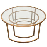 Diamond Sofa Lane 2 Piece Round Nesting Set in Brushed Gold Frame w/Clear Tempered Glass Tops
