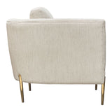 Diamond Sofa Lane Chair in Light Cream Fabric w/Gold Metal Legs