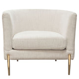 Diamond Sofa Lane Chair in Light Cream Fabric w/Gold Metal Legs