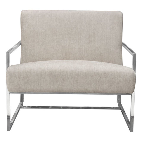 Diamond Sofa Luxe Accent Chair in Light Tweed Fabric w/Polished Stainless Steel Frame
