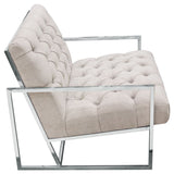 Diamond Sofa Luxe Accent Chair in Light Tweed Tufted Fabric w/Polished Stainless Steel Frame