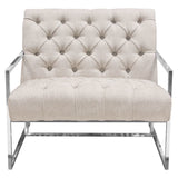 Diamond Sofa Luxe Accent Chair in Light Tweed Tufted Fabric w/Polished Stainless Steel Frame