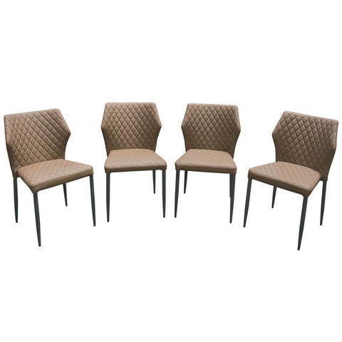 Diamond Sofa Milo 4-Pack Dining Chairs in Coffee Diamond Tufted Leatherette w/Black Powder Coat Legs
