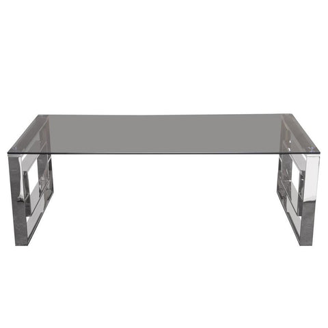 Diamond Sofa Muse Rectangular Cocktail Table w/Smoked Tempered Glass Top & Polished Stainless Steel Base