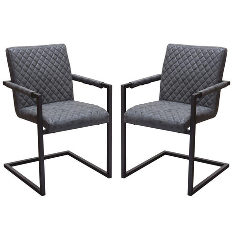 Diamond Sofa Nolan 2-Pack Dining Chairs in Charcoal Diamond Tufted Leatherette on Charcoal Powder Coat Frame