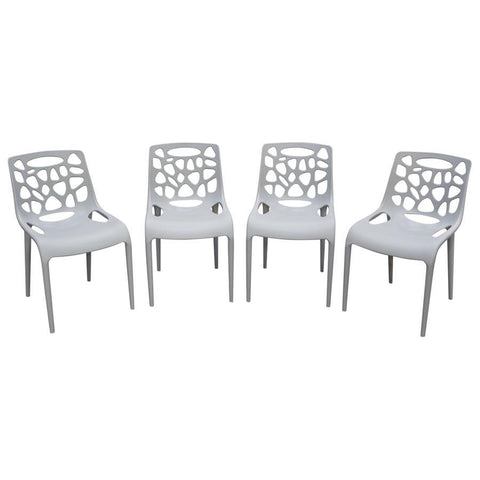 Diamond Sofa Ocean 4-Pack Indoor/Outdoor Accent Chairs in Grey Polypropylene