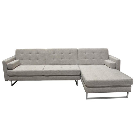 Diamond Sofa Opus Convertible Tufted RF Chaise Sectional in Barley Fabric