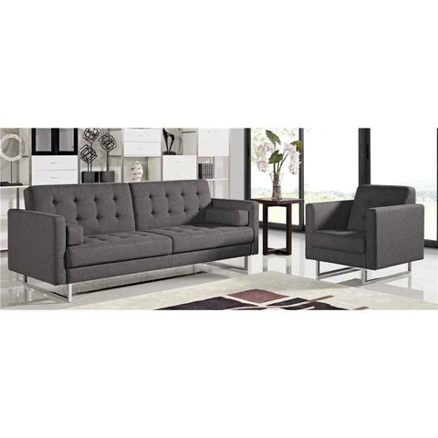 Diamond Sofa Opus Convertible Tufted Sofa & Chair 2 Piece Set in Grey