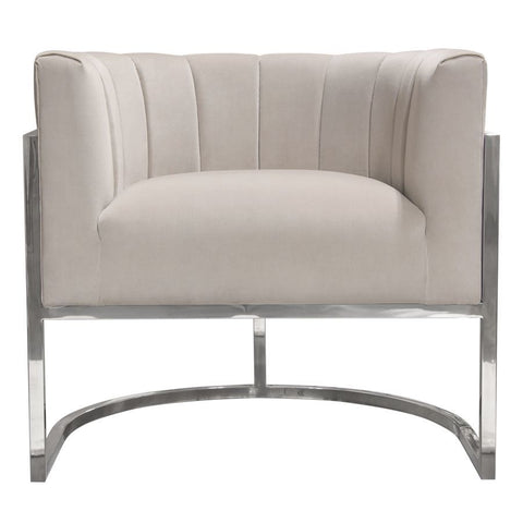 Diamond Sofa Pandora Accent Chair in Moondust Velvet w/Stainless Steel Frame