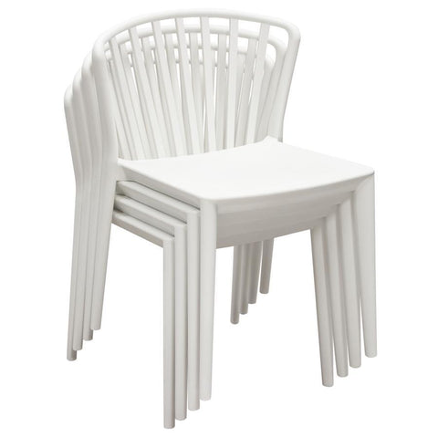 Diamond Sofa Pax 4-Pack Indoor/Outdoor Accent Chairs in White Polypropylene