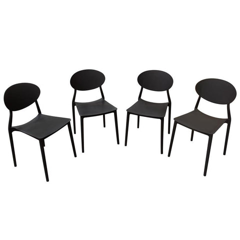 Diamond Sofa Pixel 4-Pack Indoor/Outdoor Accent Chairs in Black Polypropylene