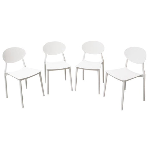 Diamond Sofa Pixel 4-Pack Indoor/Outdoor Accent Chairs in White Polypropylene