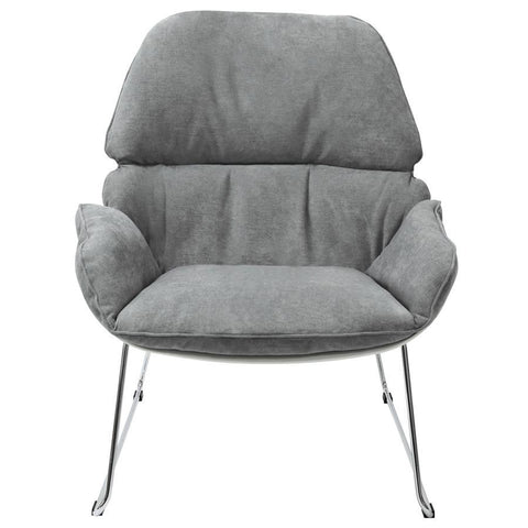 Diamond Sofa Relaxa Accent Chair in Grey Fabric w/White Polypropylene Shell & Chrome Frame