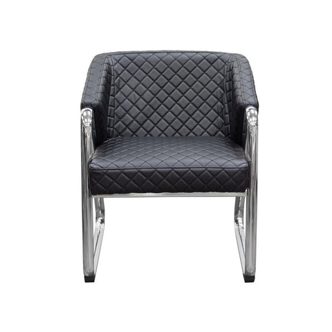 Diamond Sofa Retro Accent Chair w/Diamond Tufted Quilt & Chrome Frame - Black