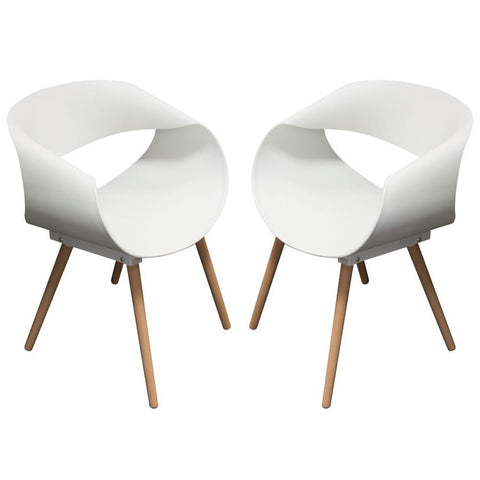 Diamond Sofa Ribbon 2-Pack Accent Chairs in White Formed Polypropylene w/Beech Legs