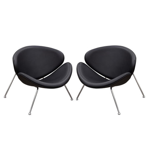 Diamond Sofa Roxy Black Accent Chair w/Chrome Frame - Set of 2