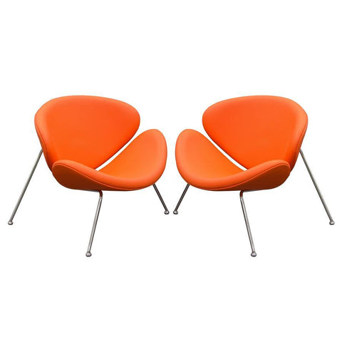 Diamond Sofa Roxy Orange Accent Chair w/Chrome Frame - Set of 2
