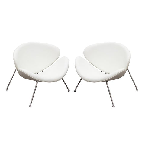Diamond Sofa Roxy White Accent Chair w/Chrome Frame - Set of 2