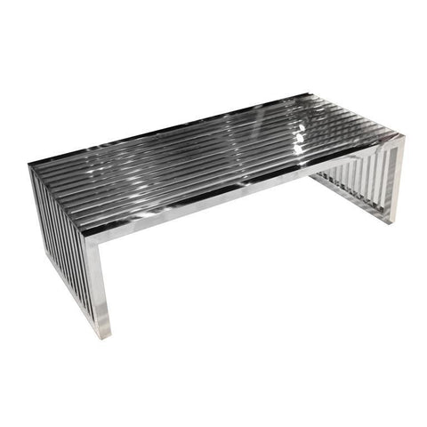 Diamond Sofa Soho Soho Rectangular Stainless Steel Cocktail Table With Clear, Tempered Glass Top