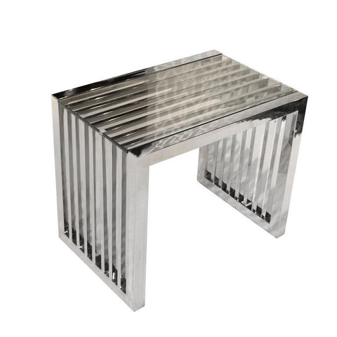 Diamond Sofa Soho Soho Rectangular Stainless Steel End Table With Clear, Tempered Glass Top