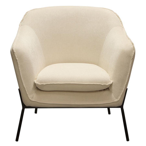 Diamond Sofa Status Accent Chair in Cream Fabric w/Black Powder Coated Metal Leg