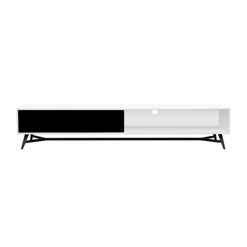 Diamond Sofa Tempo 2-Tone Low Profile Entertainment Cabinet in White Lacquer Finish w/Black Lacquer Drawer Front