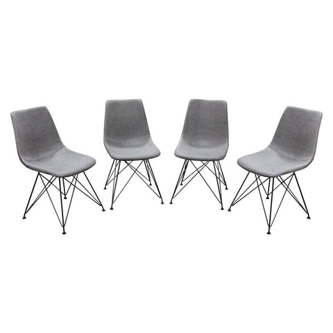 Diamond Sofa Theo Dining Chairs in Steel Grey PU w/Powder Coated Metal Frame - Set of 4