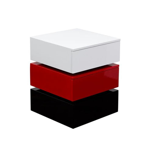Diamond Sofa Tri -color Accent Table With 2 In Drawer Storage In Black/white/red
