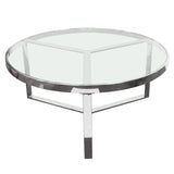 Diamond Sofa Trinity Round Cocktail Table w/Clear Tempered Glass Top & Polished Stainless Steel Frame