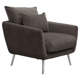 Diamond Sofa Vantage Chair in Iron Grey Fabric w/Feather Down Seating & Brushed Silver Leg