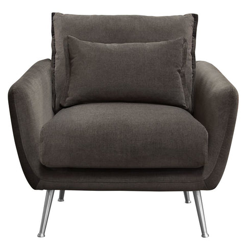 Diamond Sofa Vantage Chair in Iron Grey Fabric w/Feather Down Seating & Brushed Silver Leg