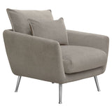 Diamond Sofa Vantage Chair in Light Flax Fabric w/Feather Down Seating & Brushed Silver Leg