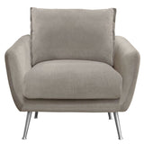 Diamond Sofa Vantage Chair in Light Flax Fabric w/Feather Down Seating & Brushed Silver Leg