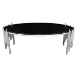 Diamond Sofa Vantage Oval Cocktail Table w/Black Tempered Glass Top & Silver Finished Metal Base