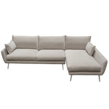 Diamond Sofa Vantage RF 2PC Sectional in Light Flax Fabric w/ Feather Down Seating & Brushed Metal Legs