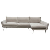 Diamond Sofa Vantage RF 2PC Sectional in Light Flax Fabric w/ Feather Down Seating & Brushed Metal Legs