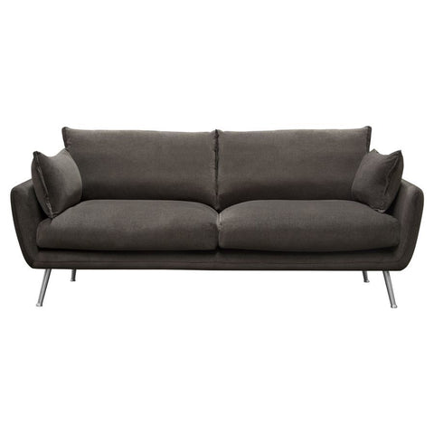 Diamond Sofa Vantage Sofa in Iron Grey Fabric w/Feather Down Seating & Brushed Silver Leg