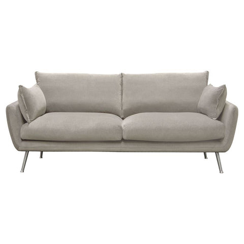 Diamond Sofa Vantage Sofa in Light Flax Fabric w/Feather Down Seating & Brushed Silver Leg