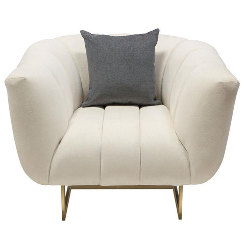 Diamond Sofa Venus Cream Fabric Chair w/Contrasting Pillows & Gold Finished Metal Base