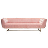 Diamond Sofa Venus Sofa in Blush Pink Velvet w/Contrasting Pillows & Gold Metal Base