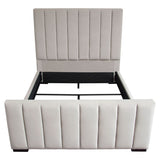 Diamond Sofa Venus Vertical Channel Tufted Uphlstered Platform Bed in Light Grey Velvet