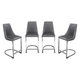 Diamond Sofa Vogue Counter Height Chairs in Grey Velvet w/Polished Stainless Steel Base - Set of 4