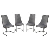Diamond Sofa Vogue Dining Chairs in Grey Velvet w/Polished Stainless Steel Base - Set of 4