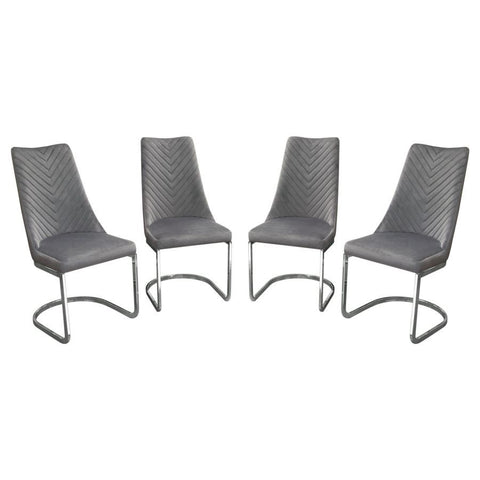 Diamond Sofa Vogue Dining Chairs in Grey Velvet w/Polished Stainless Steel Base - Set of 4